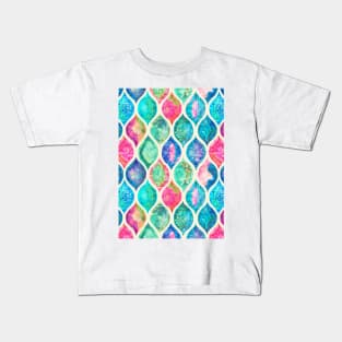 Watercolor Ogee Patchwork Pattern Kids T-Shirt